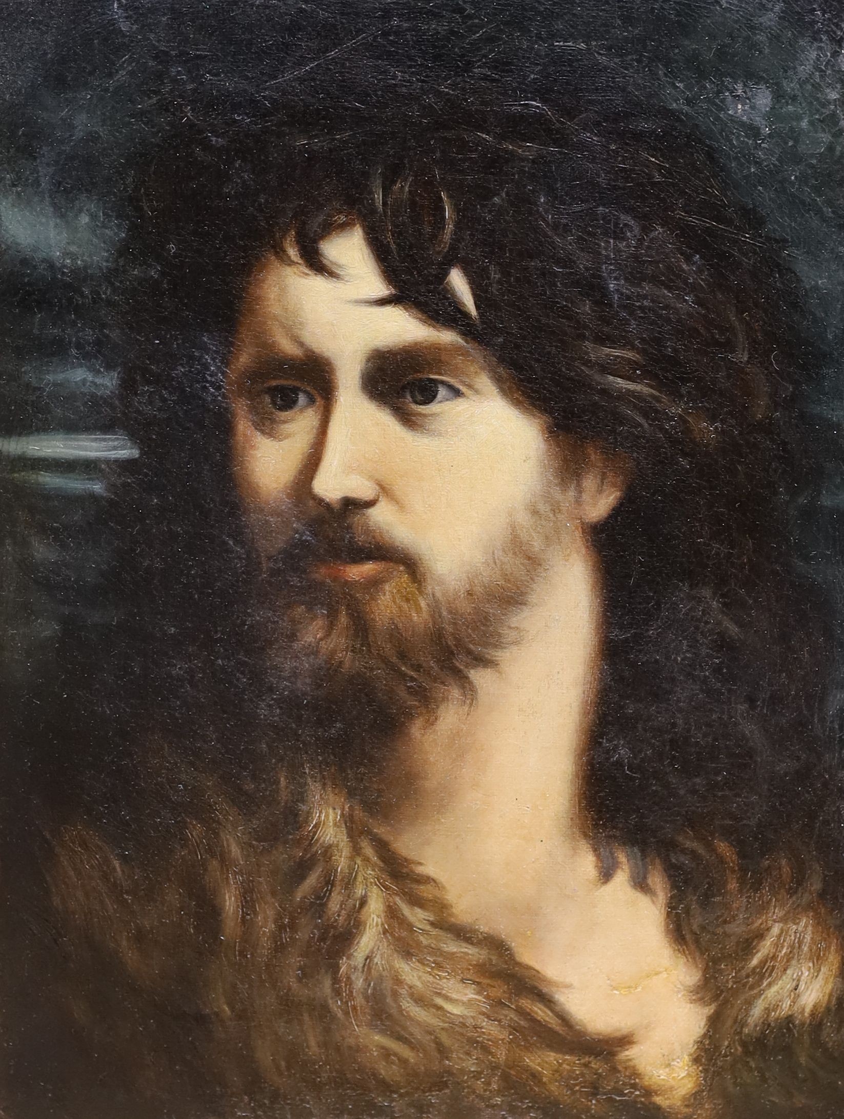 Victorian School, oil on canvas, Head study of a bearded man, 30 x 23cm, unframed